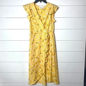 Yellow Midi Ruffle Dress